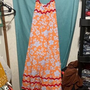 Floral Maxi Dress in Orange and Red